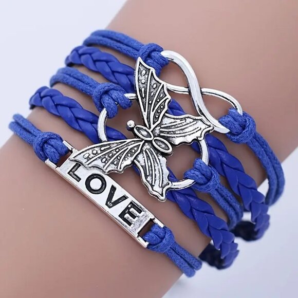 Vintage Leather Wrap Bracelet w/ Love Letter & Butterfly Charm - Picture 5 of 8